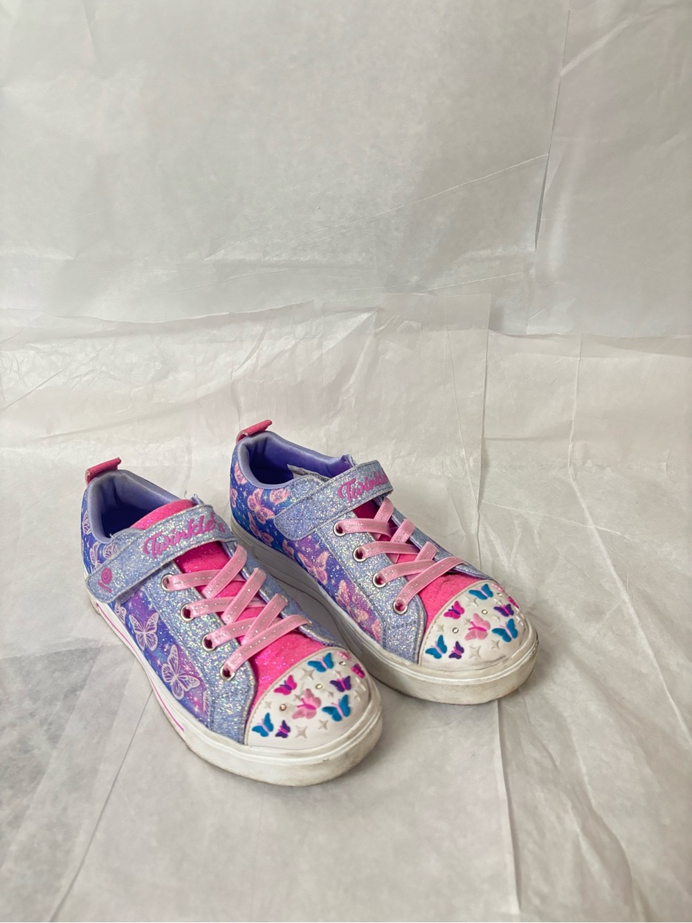Girls Glitter Butterfly Sneakers - Purple & Pink